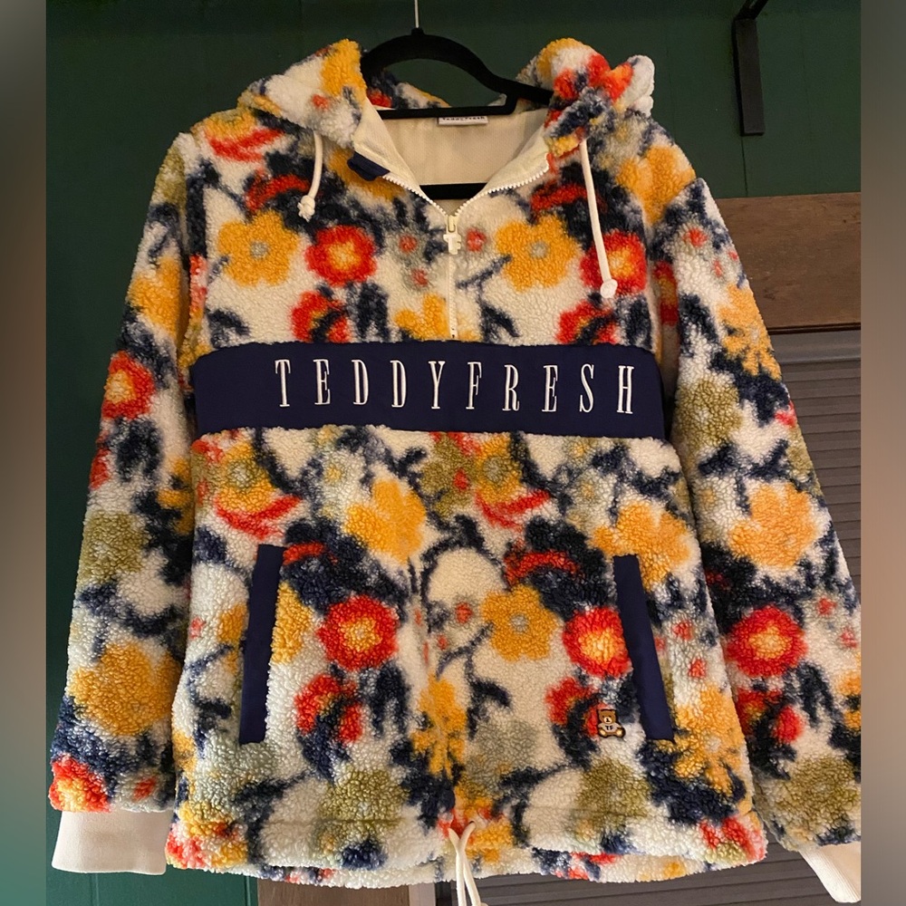 Teddy Fresh - Multi floral Sherpa jacket